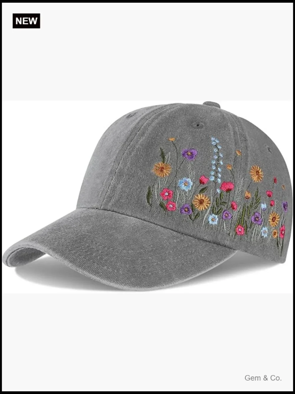 Adjustable Floral Embroidered Baseball Cap for Casual Wear Sun Protection